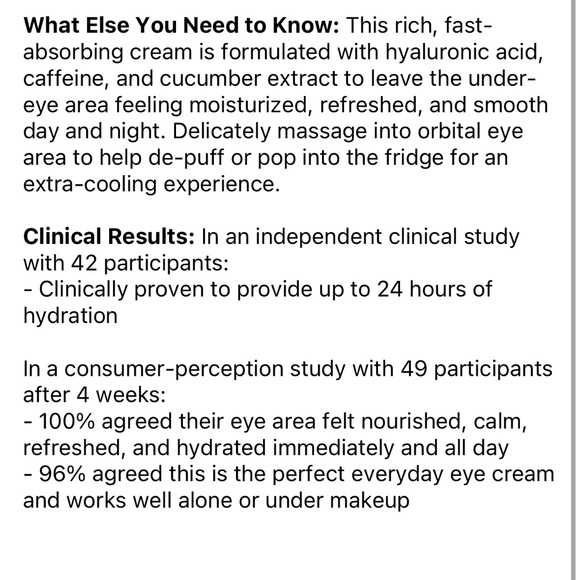 NEW FULL SIZE FIRST AID BEAUTY HYDRATING EYE CREAM WITH HYALURONIC ACID 15 ml - Picture 7 of 8